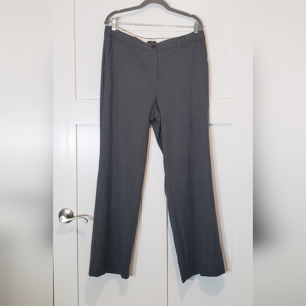 Talbots Windsor Curvy Italian Flannel Wool Trousers Pants Size 12 Grey Pockets